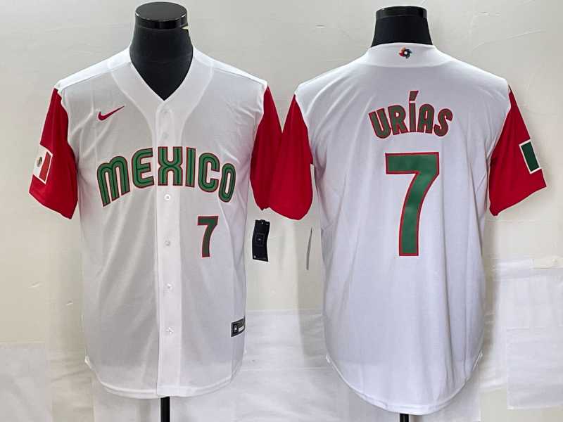 Men's Mexico Baseball #7 Julio Urias Number 2023 White Red World Classic Stitched Jersey 55,We sell and wholesale Men's Mexico Baseball #7 Julio Urias Number 2023 White Red World Classic Stitched Jersey 55 on line form chian!